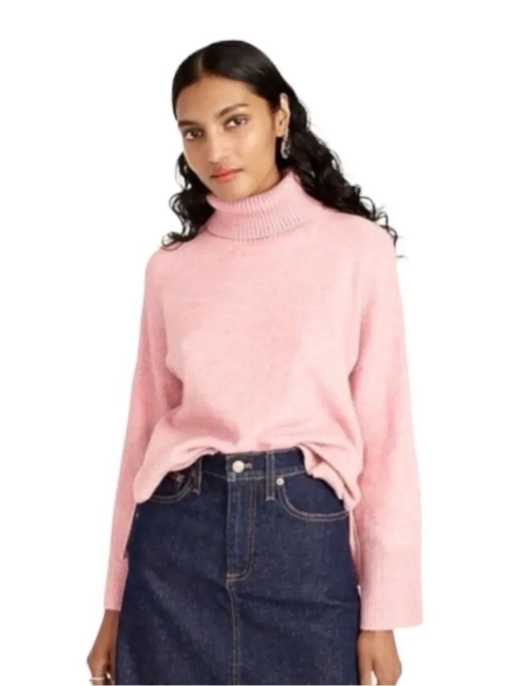 J Crew Supersoft Yarn Pink Turtleneck Sweater Wool Alpaca Women’s Small